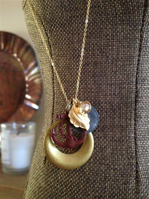 Circle and Anchor Charm Necklace